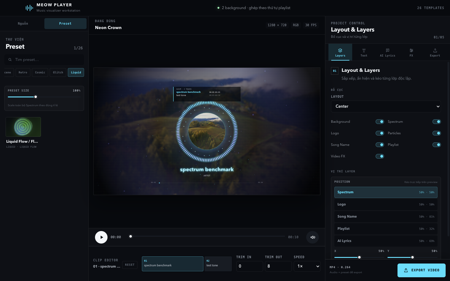 Thư viện preset visualizer của Meow Player